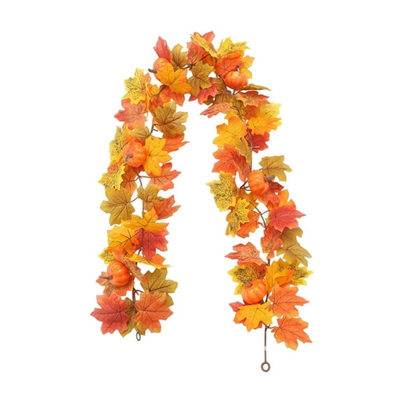 halloween decor Artificial leaf wreaths for Halloween and Thanksgiving, wicker-hung pumpkin and maple leaf wreaths, indoor family Halloween and Christmas party fireplace decorations