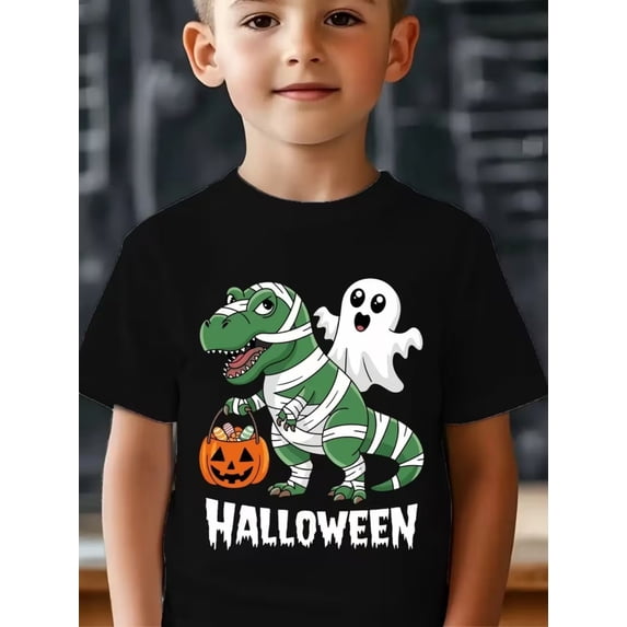 halloween t shirt dinosaur and party shirt light top for halloween halloween parade boys kids clothing halloween casual childrens apparel