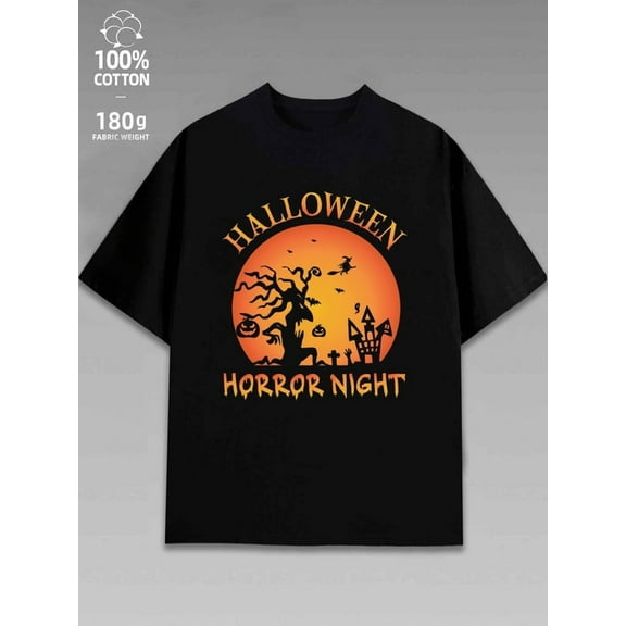 halloween t shirt graphic t shirts men black Themed Apparel for Men, Casual Outfit, Trendy Design, Comfortable Fit, Shor
