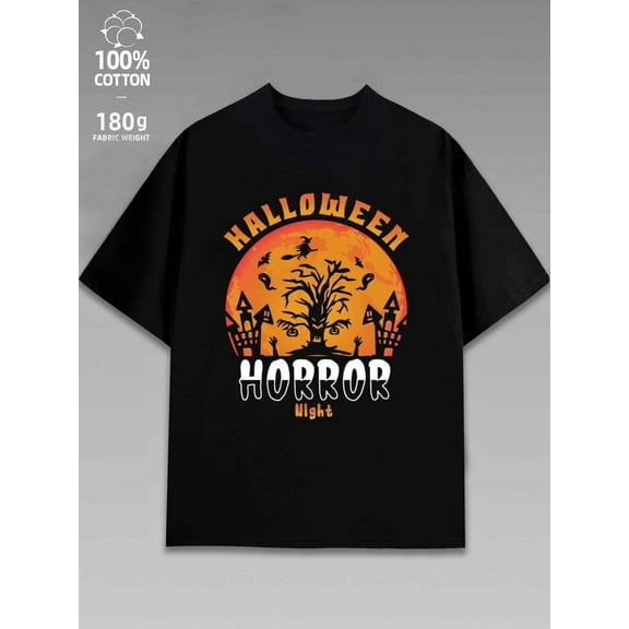 halloween t-shirts graphic t shirts for men black Short Sleeve, Slight Stretch, Regular Fit, Knit Fabric