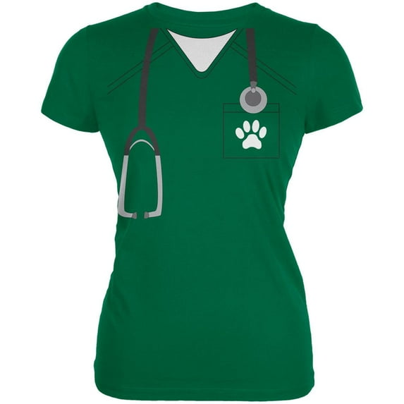 halloween vet veterinarian scrubs costume kelly green juniors soft t-shirt