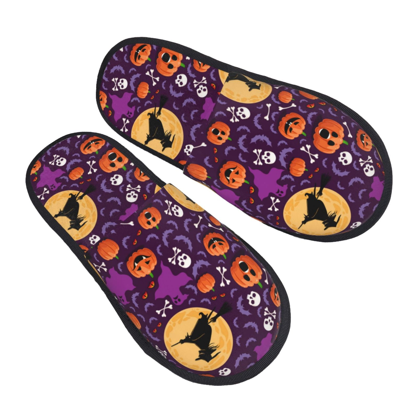 halloween witch pumpkins House Slippers for Women Indoor, Fuzzy Warm ...