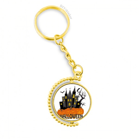 hallowmas scary castle at night metal connector key chain  accessory en keyholder