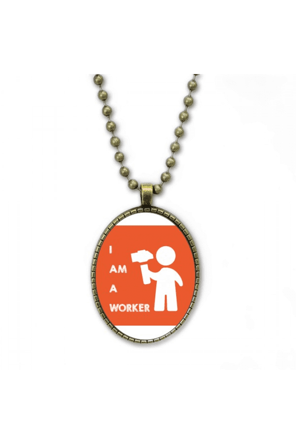 hammer worker force position work necklace vintage chain bead pendant jewelry collection