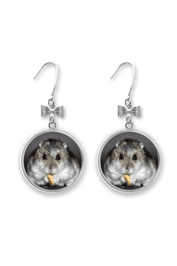 hamster animal rat pet cute eat bow earrings drop stud pierced hook