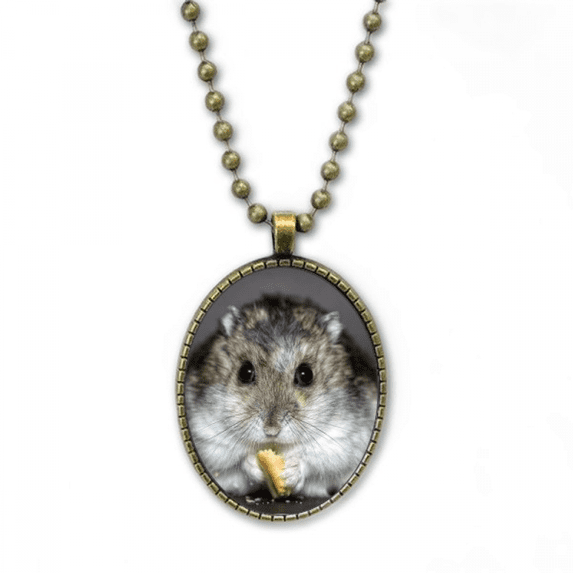 hamster animal rat pet cute eat necklace vintage chain bead pendant jewelry collection