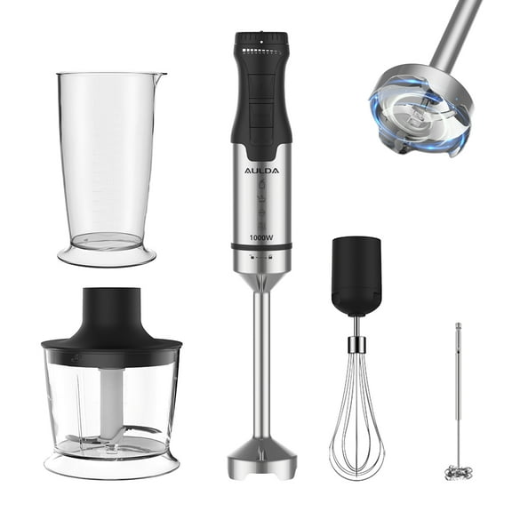 hand blender for kitchen,Immersion Blender 1000W Anti-scratch 3-in-1 Hand Blender