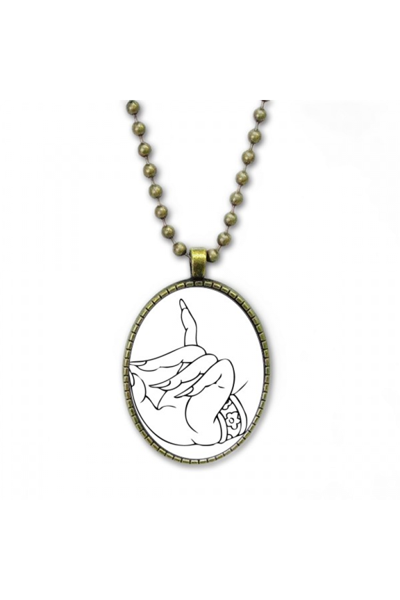 hand line drawing pattern necklace vintage chain bead pendant jewelry collection