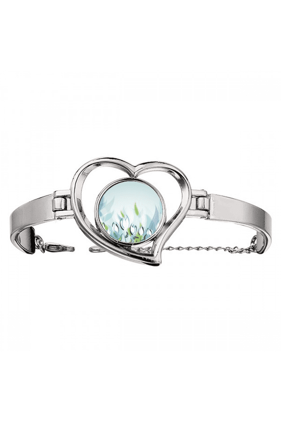 hand painted flower bracelet heart jewelry wire bangle