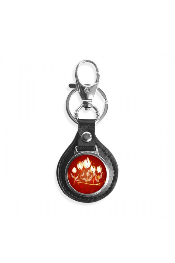 hand painted flower key link chain keyholder finder hook metal