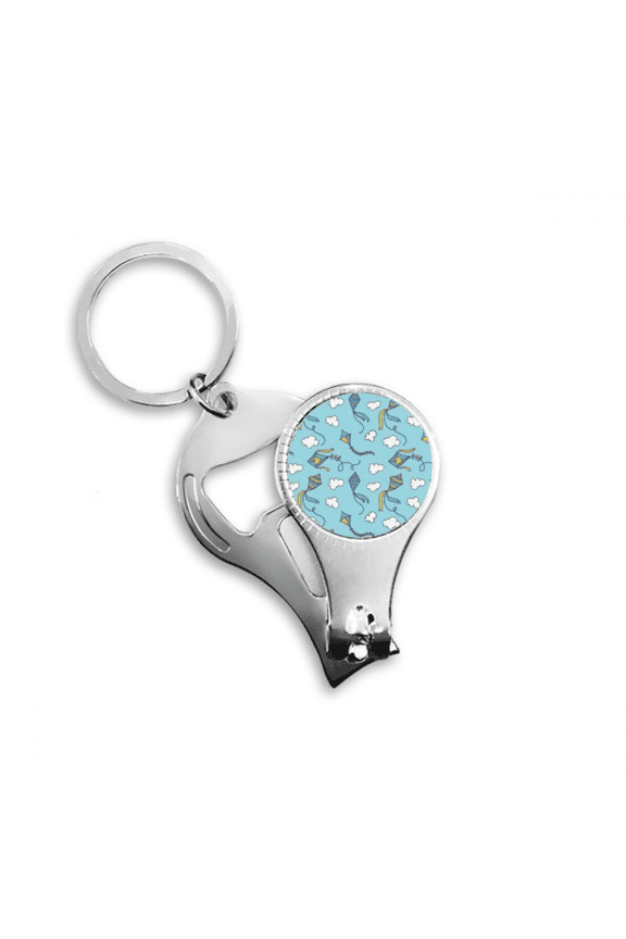 hand painted geometry simple kite pattern nail nipper key chain bottle opener clipper