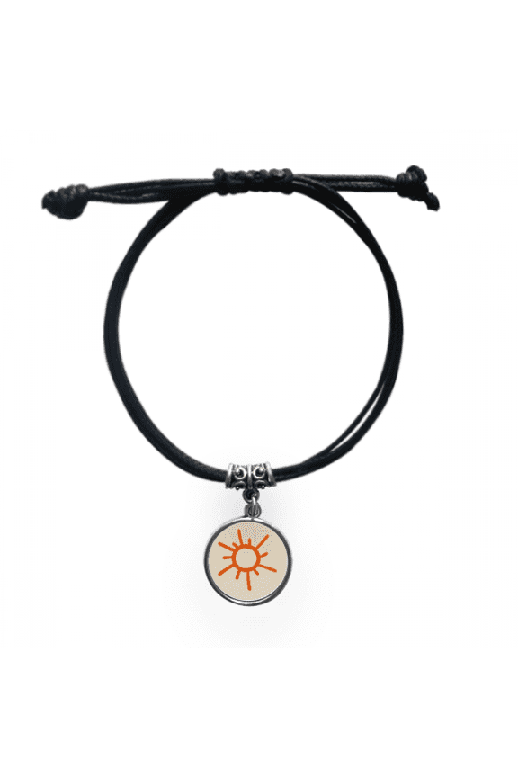 hand painting orange sun sunshine bracelet leather wristband black jewelry