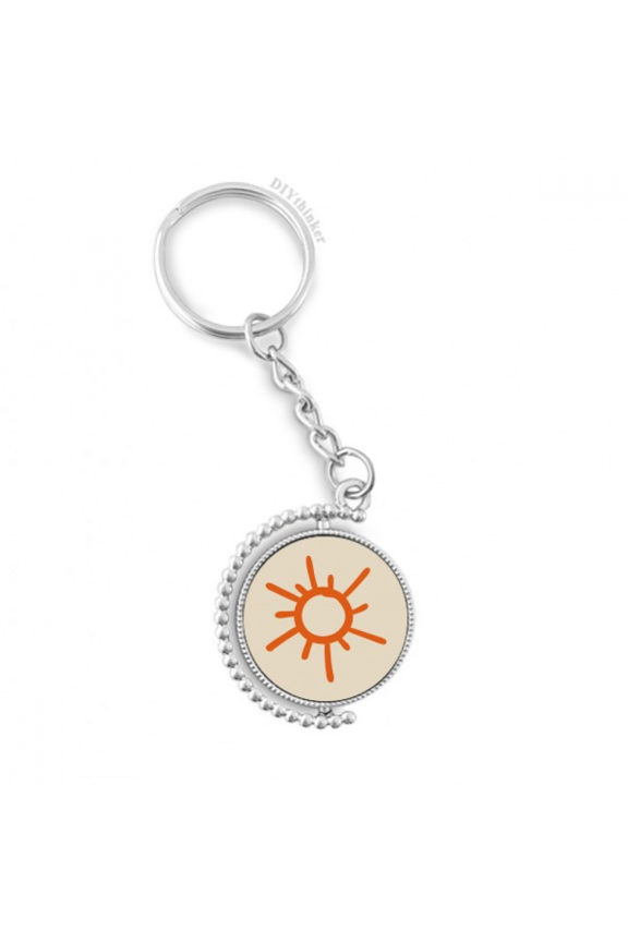 hand painting orange sun sunshine rotatable keyholder disc accessories chain clip