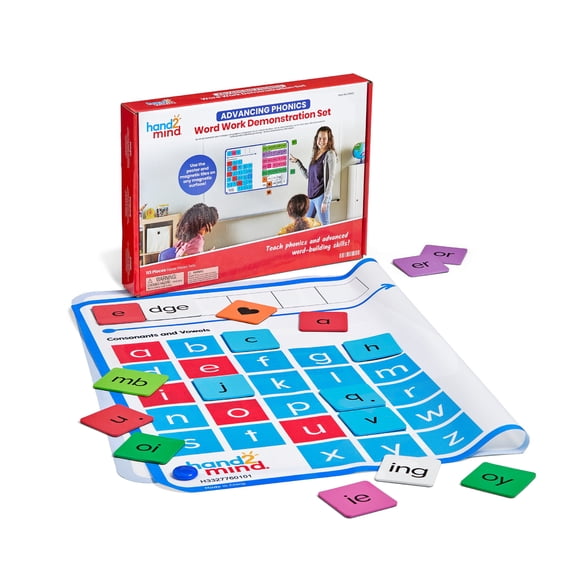 hand2mind Advancing Phonics Word Work Demonstration Set, Poster with 108 Phonics Tiles