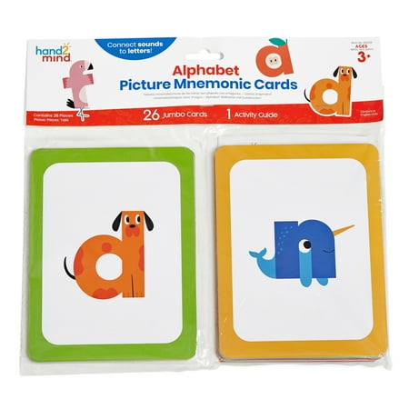 hand2mind Alphabet Picture Mnemonic Flash Cards Montessori ABC Learning, 26 Count