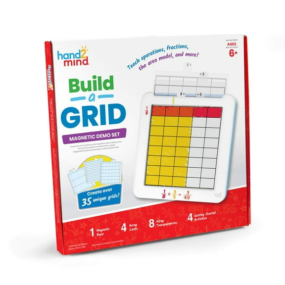 hand2mind Build-a-Grid Magnetic Demo Set, Graphing Dry Erase Multiplication Grid, Decimal Fraction Manipulatives, Magnetic Math Manipulatives for 4th Grade, Teacher Supplies for Math Classroom