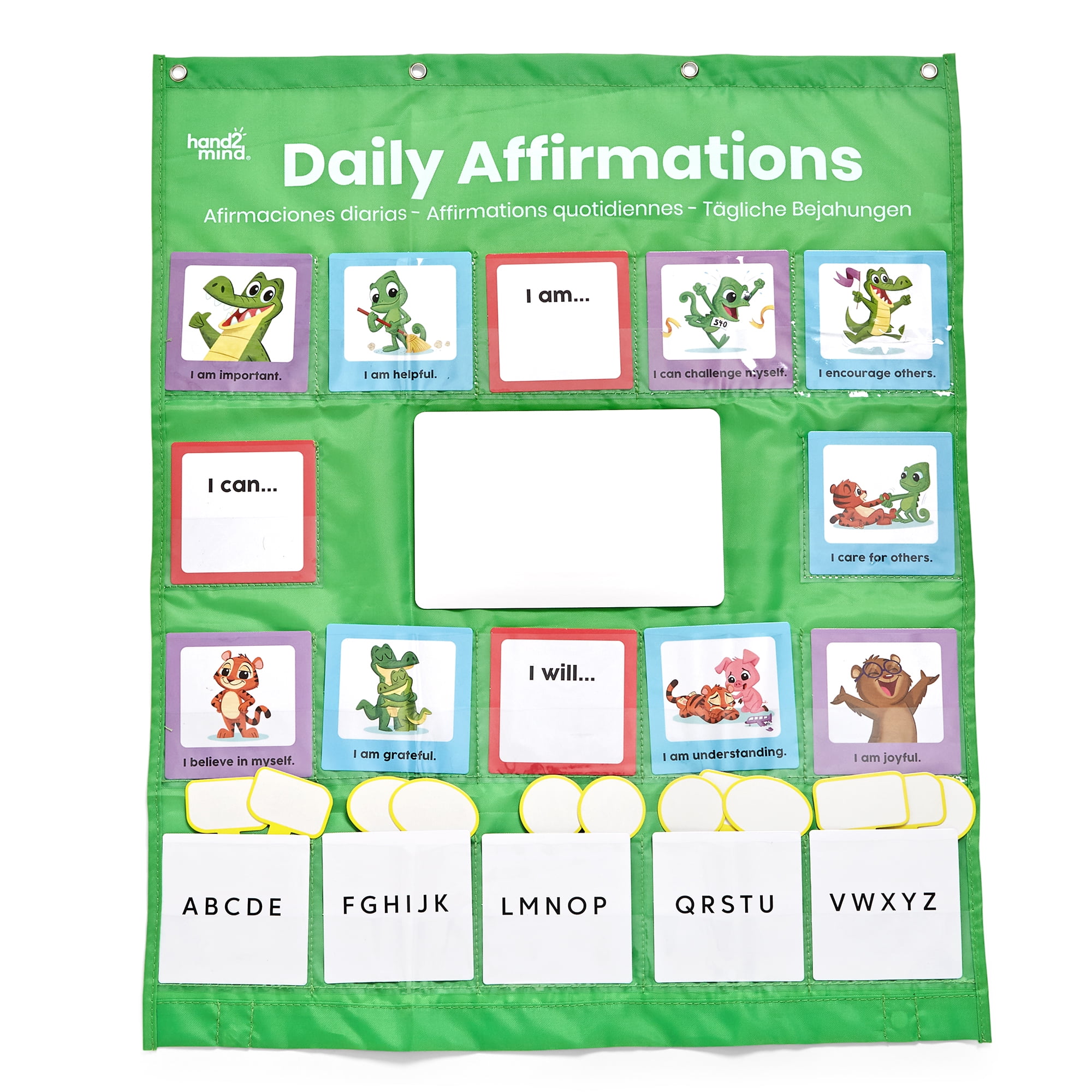 Green Daily Affirmations Pocket Chart with Mirror