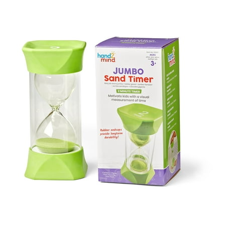 hand2mind Green Jumbo Sand Timers, 2 Minute Hourglass with Rubber End Caps