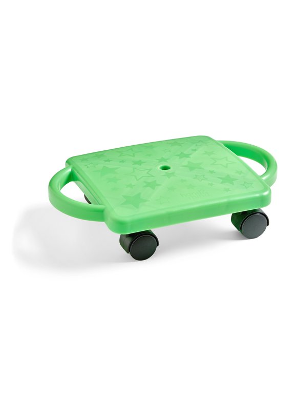 Indoor Scooter Board for Kids with Safety Handles Ride-On, Green, Ages 6-12