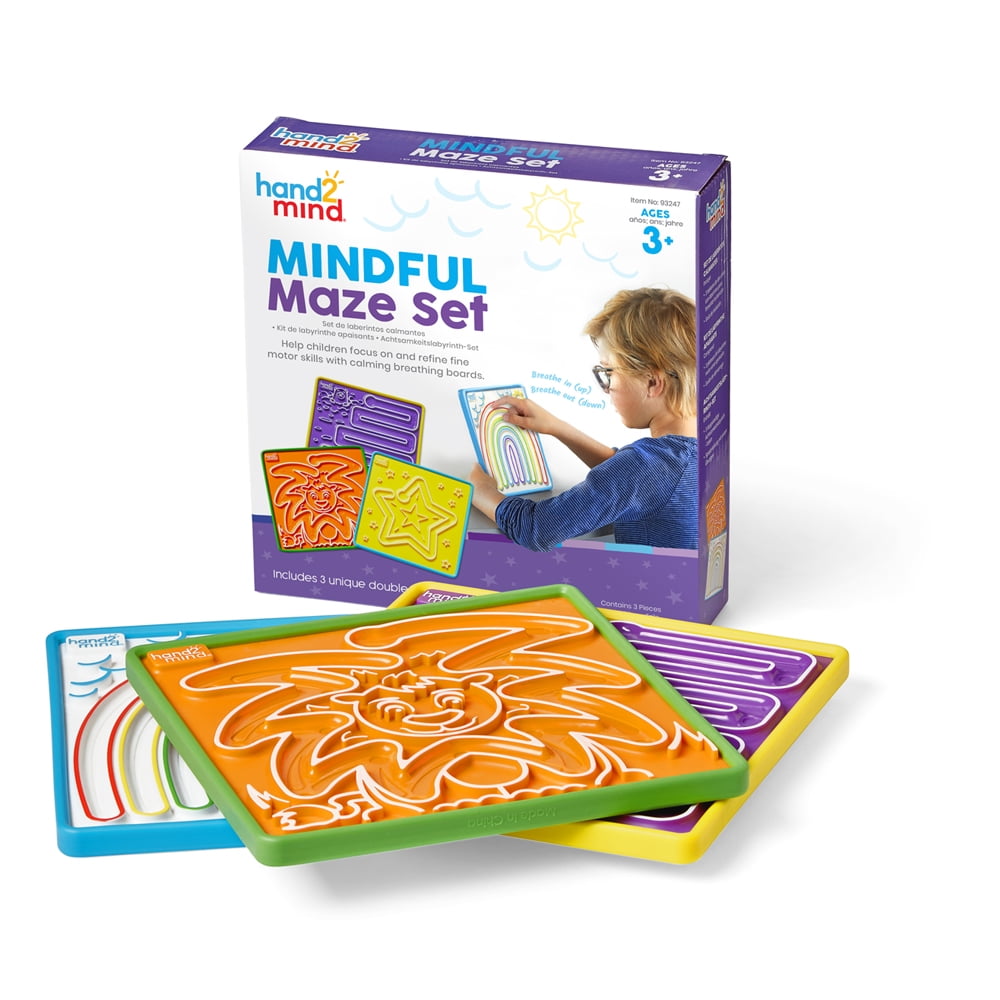 hand2mind Mindful Maze Boards, 3 Double Sided Breathing Boards