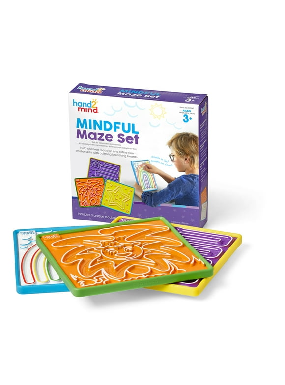 hand2mind Mindful Maze Double Sided Breathing Boards, Calming Toys for Kids (Set of 3)