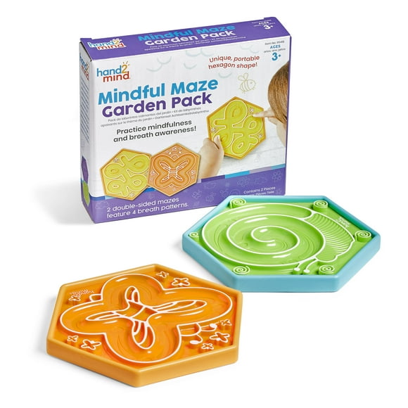 hand2mind Mindful Maze Garden Pack, Sensory Toy Maze for Kids, 2 Double-Sided Boards, Kids Ages 3+