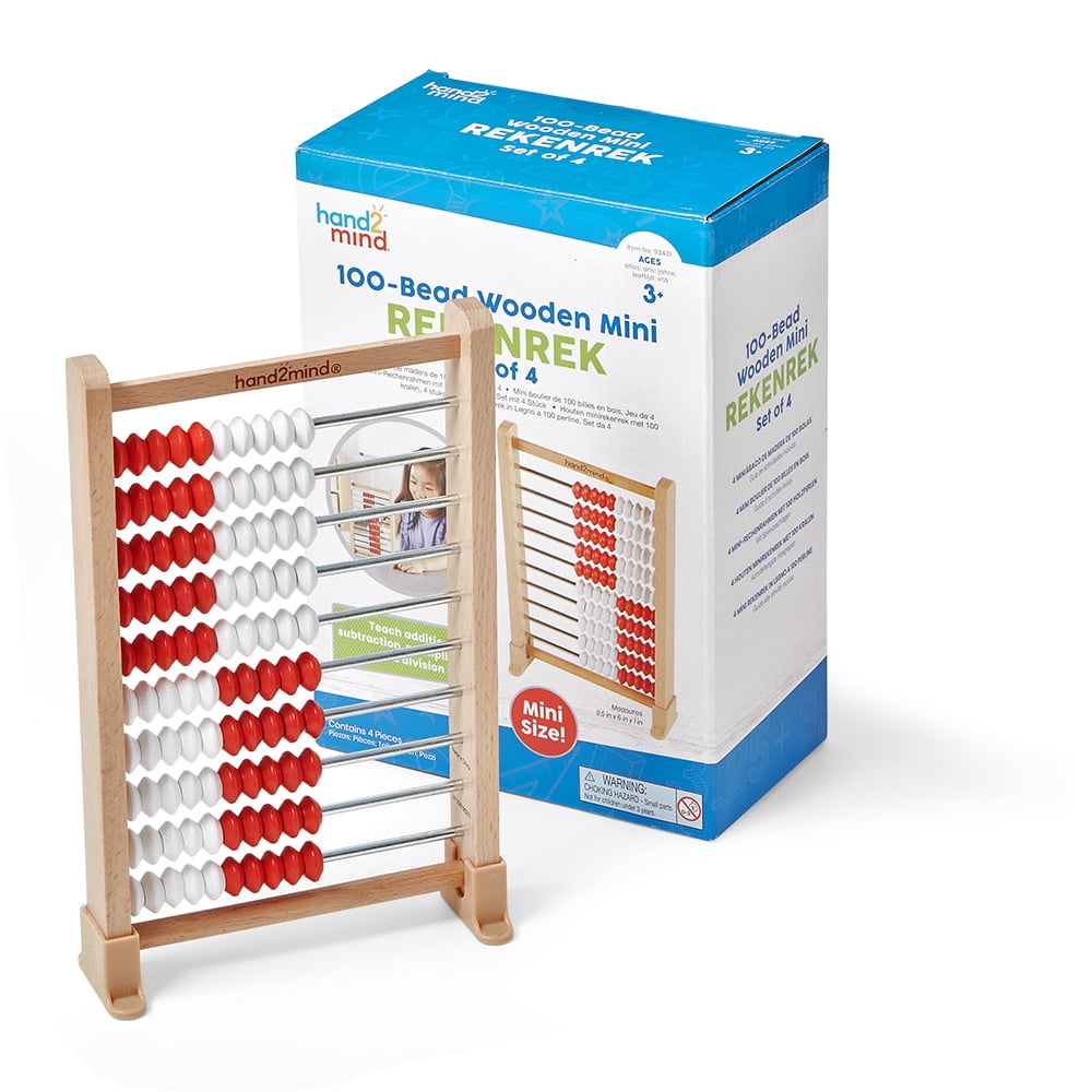 hand2mind Mini 100-Bead Wooden Rekenrek, Number Rack for Kids, Abacus for Kids Math, Counting Beads, Math Counters for Kids, Educational Toys for Elementary Kids, Math Manipulatives (Set of 25)
