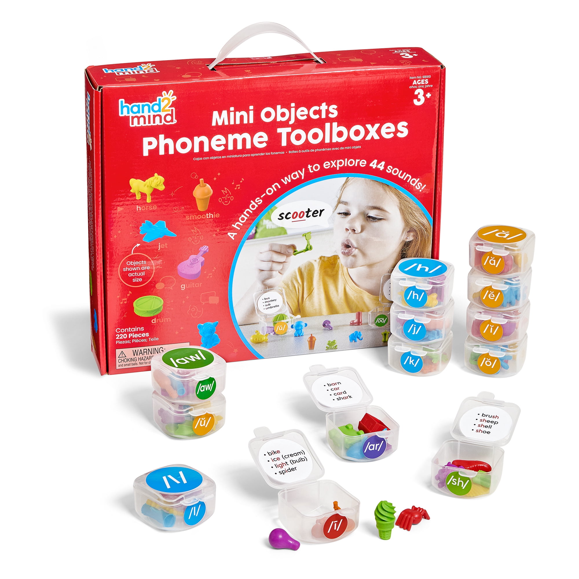 hand2mind Mini Objects Phoneme Toolboxes, Ages 3+