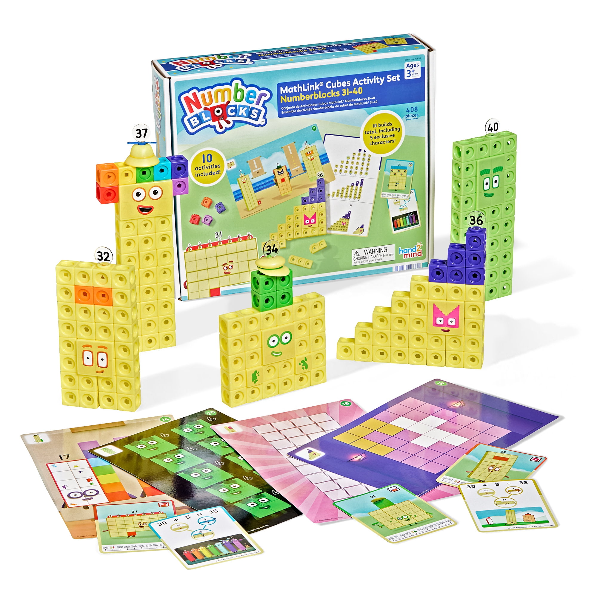 hand2mind Numberblocks 31-40 MathLink Cubes Activity Set - Learn Numbers & Early Math Skills, Preschool and Kindergarten Learning Activities, Educational Toys for Kids, Counting Math Manipulatives