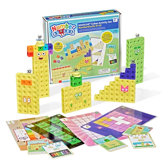 hand2mind Numberblocks 31-40 MathLink Cubes Activity Set - Learn Numbers & Early Math Skills, Preschool and Kindergarten Learning Activities, Educational Toys for Kids, Counting Math Manipulatives