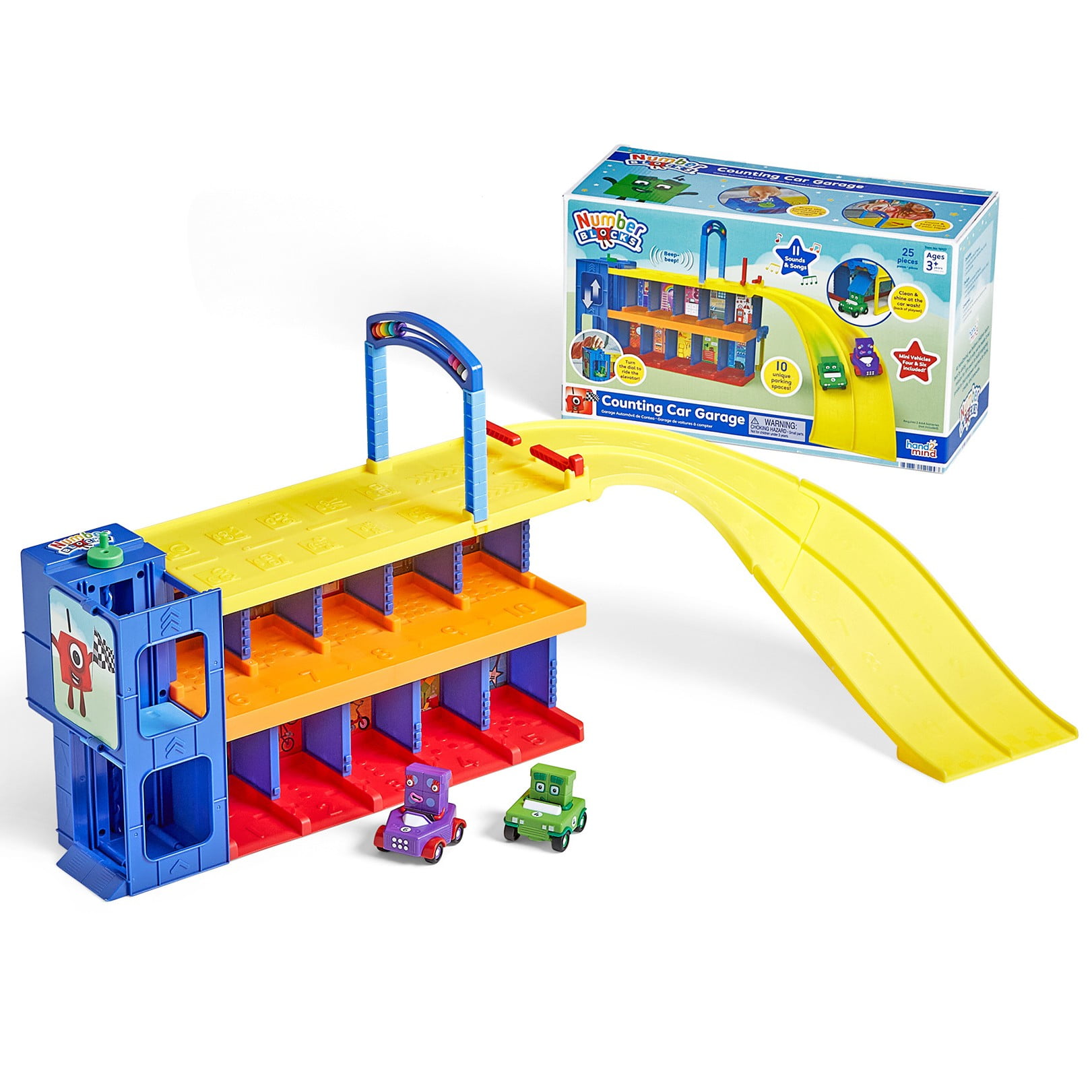 hand2mind Numberblocks Counting Car Garage, Preschool and Elementary Play Figure Playsets, Ages 3+