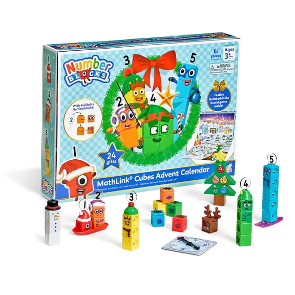 hand2mind Numberblocks MathLink Cubes Advent Calendar, 24 Days of Surprise Gifts and Themed Figures