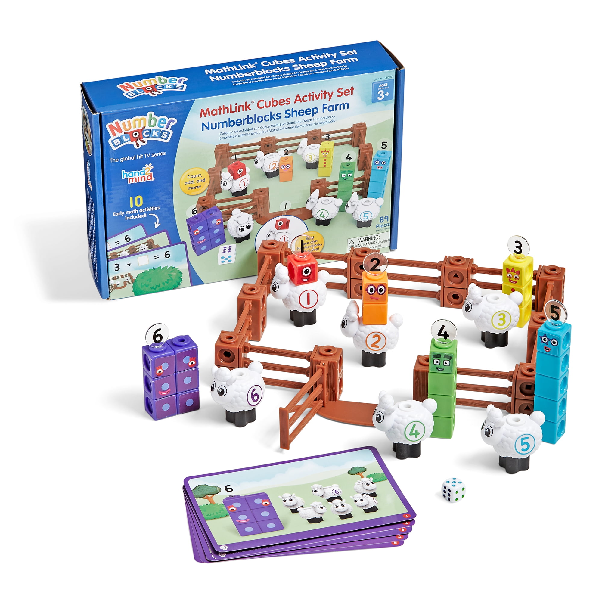 hand2mind Numberblocks Sheep Farm MathLink Cubes Activity Set, Kids Math Toys (Ages 3+)