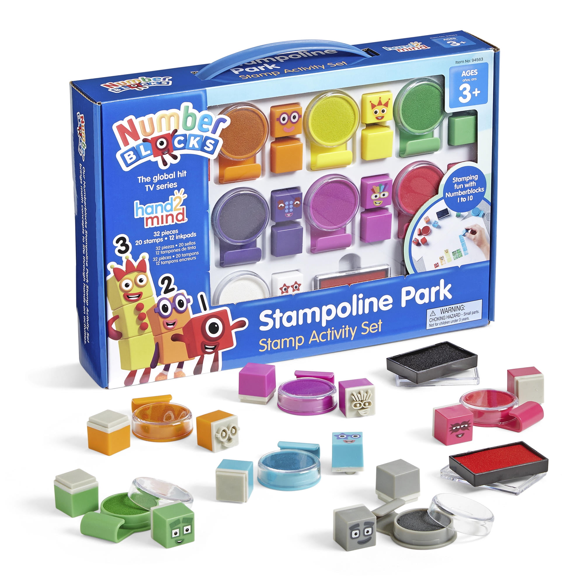 hand2mind Numberblocks Stampoline Park Stamp Activity Set (20 Stamps, 12 Washable Ink Pads)