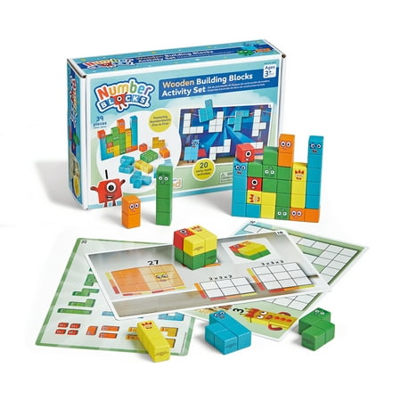 Hand2mind Numberblocks Wooden Building Blocks Activity Set for Kids with 28 Pieces and Activity Cards