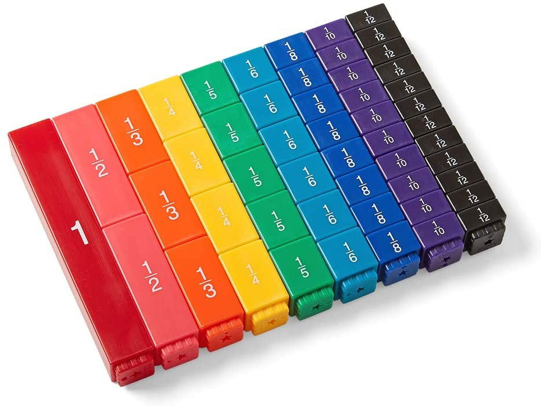 hand2mind Plastic Rainbow Fraction Tower Cubes Montessori Math Materials for Kids to Learn