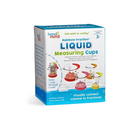 hand2mind Rainbow Fraction Liquid Measuring Cups, Fraction Manipulatives, Measuring Cups