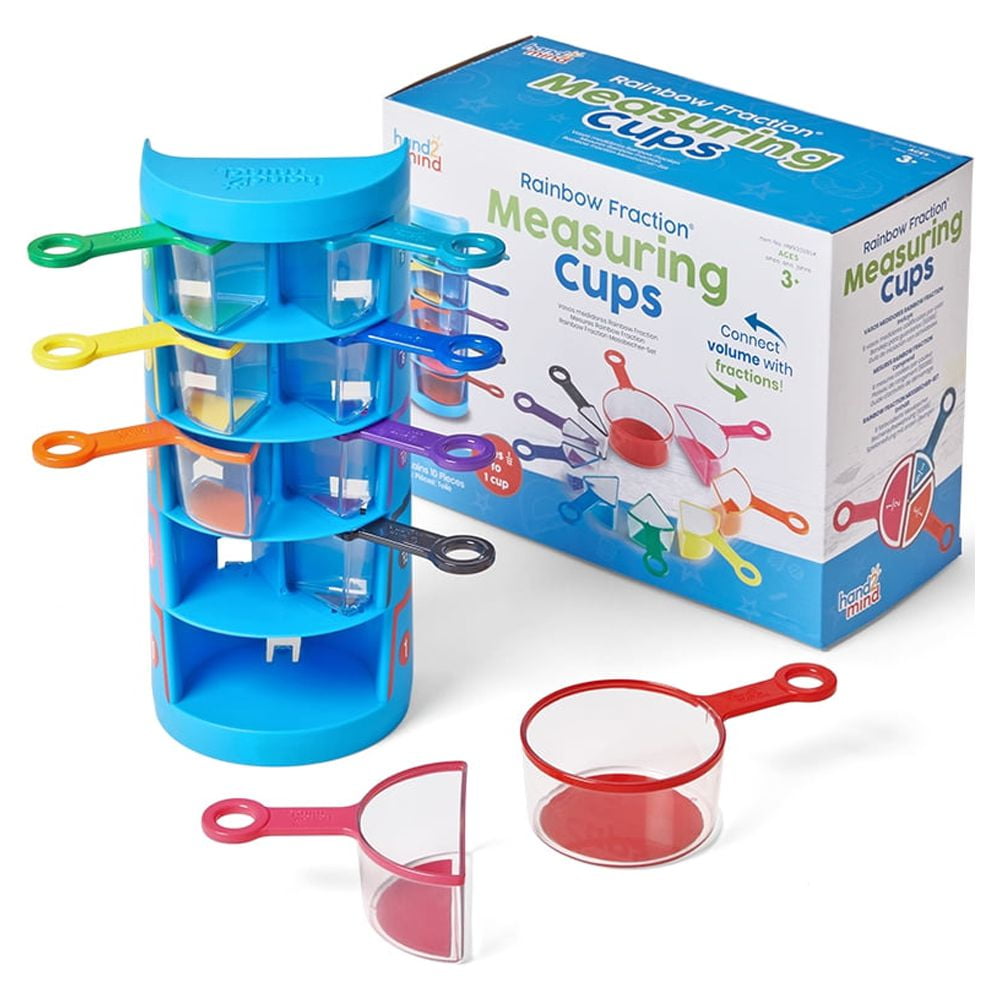 hand2mind-93439 Rainbow Fraction Measuring Cups, Fractions Manipulatives,  Kids Measuring Cups, 4th Grade Math Manipulatives, Baking Supplies for  Kids
