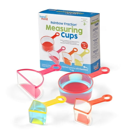hand2mind Rainbow Fraction Measuring Cups, Kids Kitchen Supplies (Set of 4), Mathematics & Counting Toys