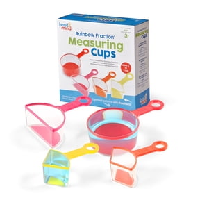 hand2mind Rainbow Fraction Measuring Cups, Kids Kitchen Supplies (Set of 4), Mathematics & Counting Toys