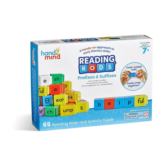 hand2mind Reading Rods Prefixes & Suffixes, Word Roots for Kids, Word Building Activities