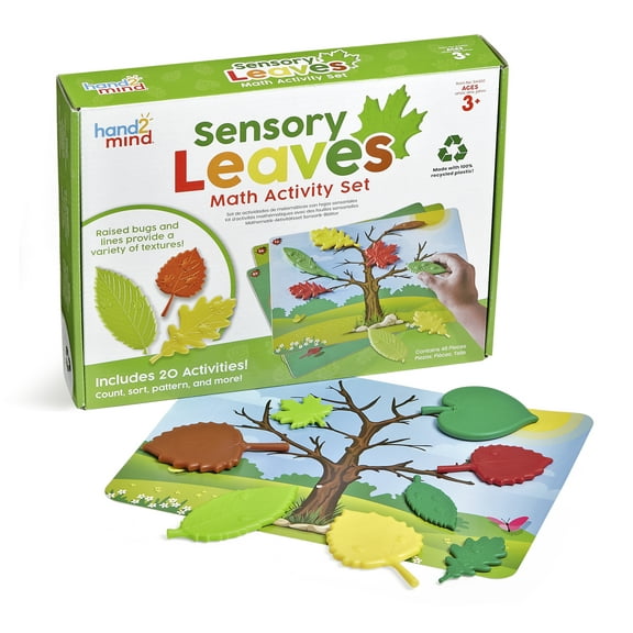 hand2mind Sensory Leaves Math Activity Set, Sensory Toys, Pattern Blocks Cards, Sorting Math Counters