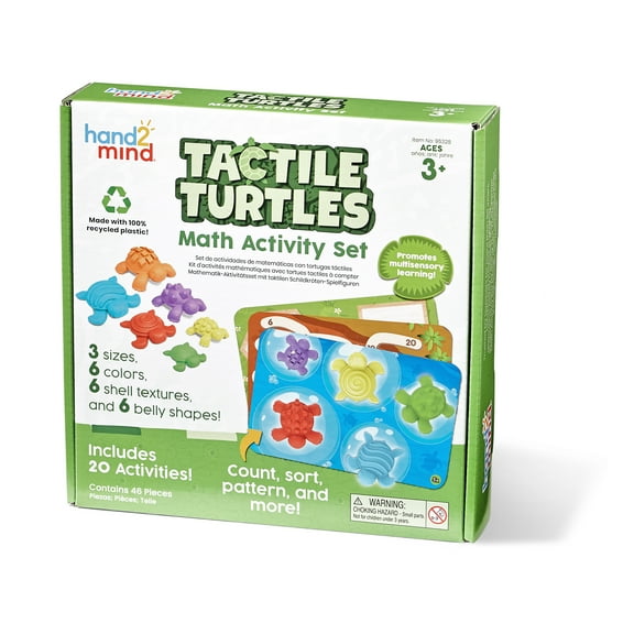 hand2mind Tactile Turtles Math Activity Set, Math Counters for Kids, Color Sorting Toys, Sensory Turtle Game