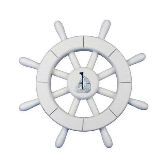 handcrafted decor new-orange-sw-12-sailboat orange decorative ship wheel with sailboat, 12 in.