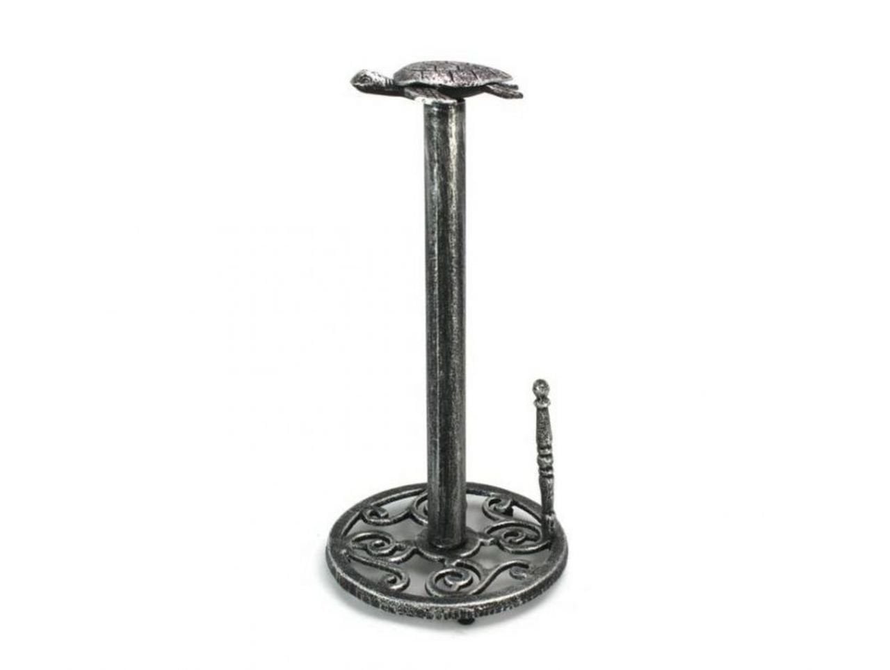 Antique Silver Cast Iron Sea Turtle Paper Towel Holder