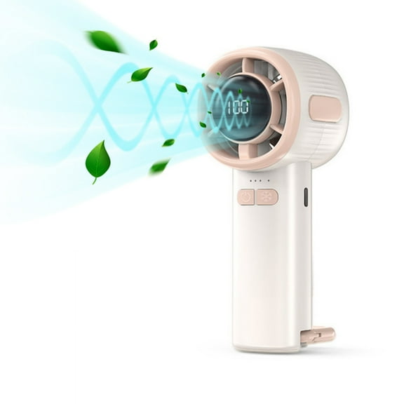 BN-LINK Mini Handheld Fan, Four Speeds Adjustable USB Rechargeable Fan, Portable Fan With Hook & Digital Display, Gifts for Makeup Stylish Girl Women Men Indoor/Outdoor Travel, White