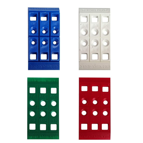 handi-shim heavy duty reusable plastic construction shims for spacing, leveling, plumbing and more - 100 piece assorted pack (4 sizes)