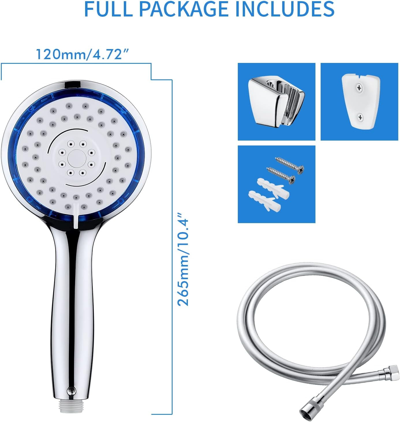 handle shower , SPA Water Saving Shower Head with Handheld and Hose, AirTurbo, High AntiClog