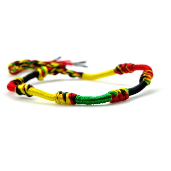 handmade Green Yellow Red Black Mix String adjustable Anklet Bracelet - Men Women