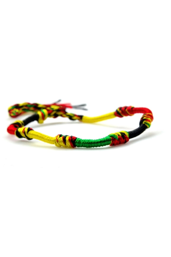 handmade Green Yellow Red Black Mix String adjustable Anklet Bracelet - Men Women